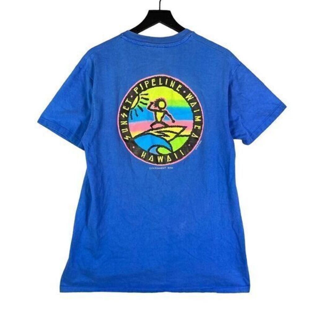 Waimea Hawaii Vintage Shirt 90s Mens Blue Adult Graphic Size XL Made in USA